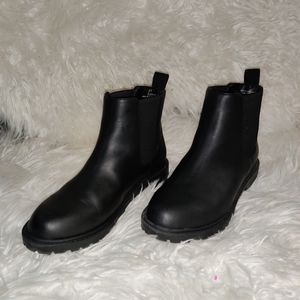 Black leather boots